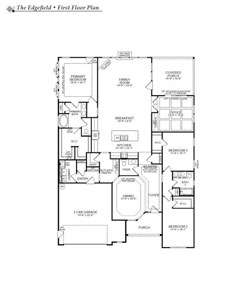 2D floor plan layout for the Edgefield by Eastwood Homes in Grove Park, Clemmons, NC (Image 3).