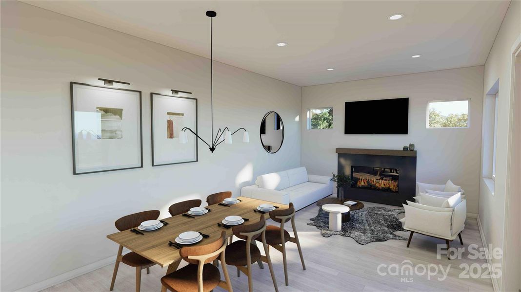 Main level living room rendering