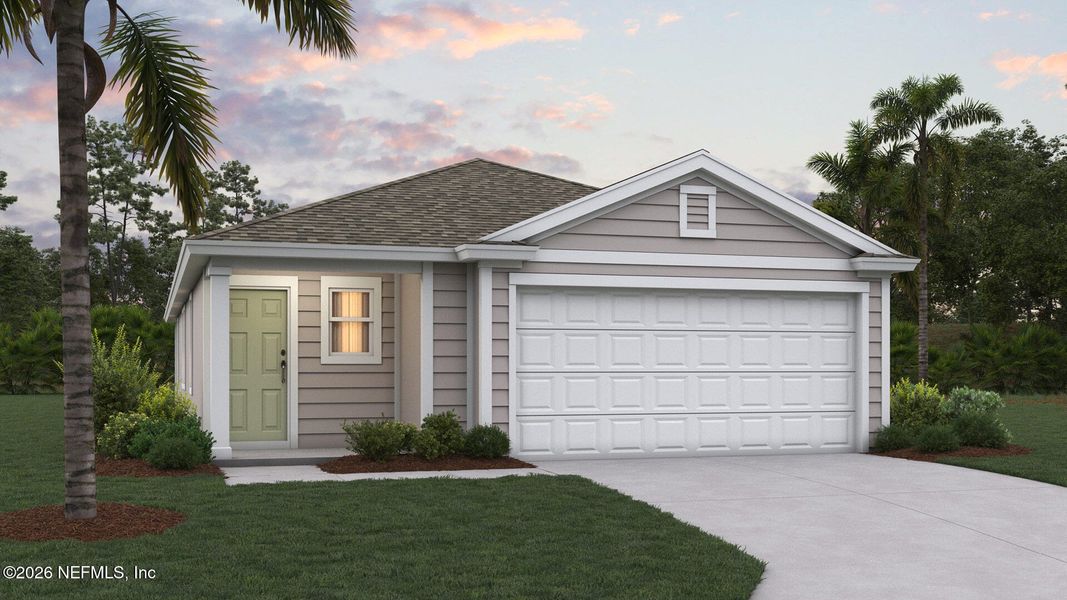 Front exterior of a new home in Rookery, Green Cove Springs, FL, highlighting curb appeal (Image 1). Front exterior of a new home in Rookery, Green Cove Springs, FL, highlighting curb appeal (Image 1).