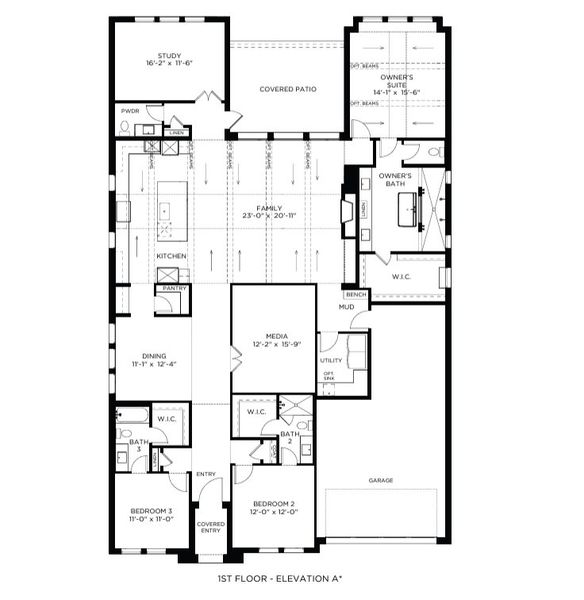 2D floor plan layout for the Connor by Southgate Homes in Painted Tree 60' Series, McKinney, TX (Image 4). 2D floor plan layout for the Connor by Southgate Homes in Painted Tree 60' Series, McKinney, TX (Image 4).