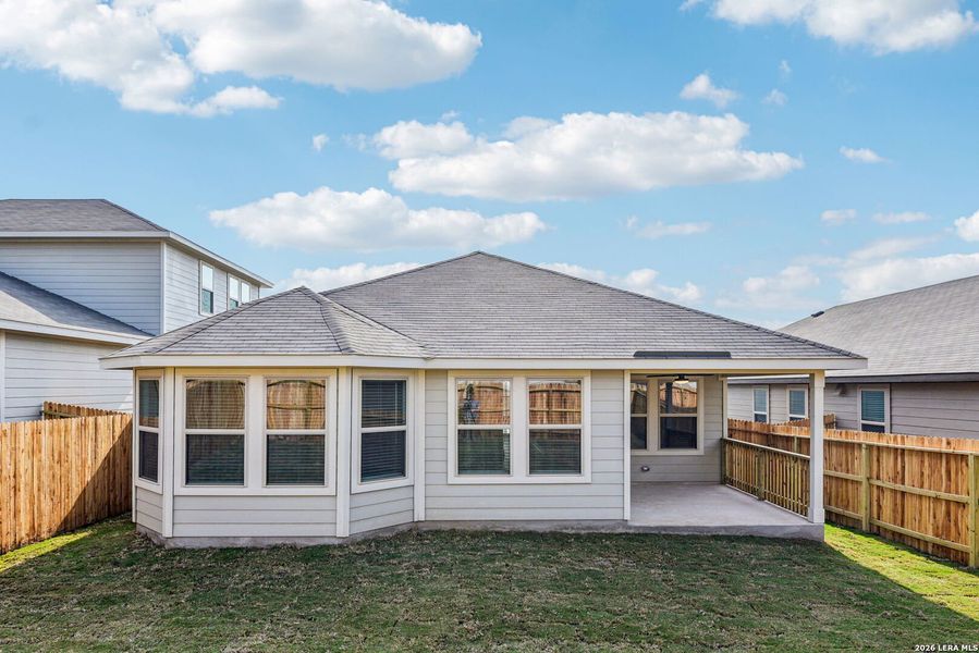 Exterior details and patio area of a home in Lark Canyon, New Braunfels (Image 3).