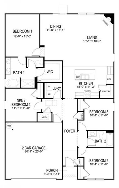 2D floor plan layout of this home in Fairhaven, Lithia Springs, GA (Image 3).