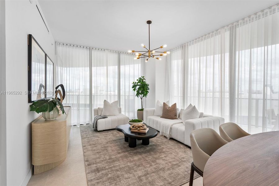 Furnished interior view inside a new home in Five Park, Miami Beach (Image 22).