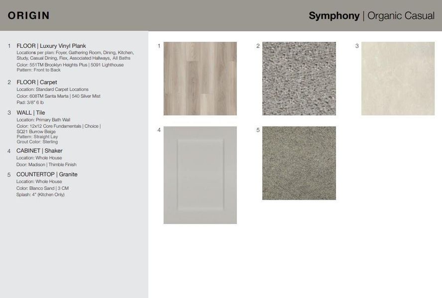 18030 Lasso Mills Drive design selections. This home is currently under construction and selections are subject to change.