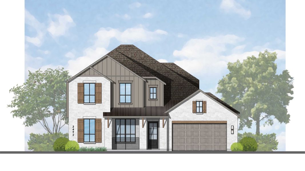 Representative rendering of the exterior for the Foxleigh Plan by Highland Homes (Image 6).