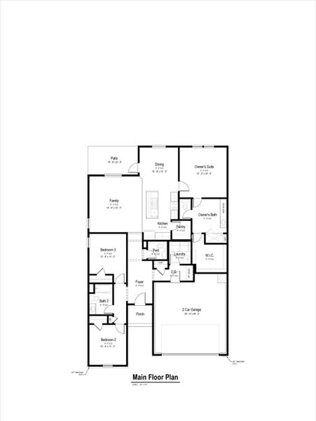 2D floor plan layout for the Elm View by View Homes in Weltner Farms 50’s, New Braunfels, TX (Image 3).