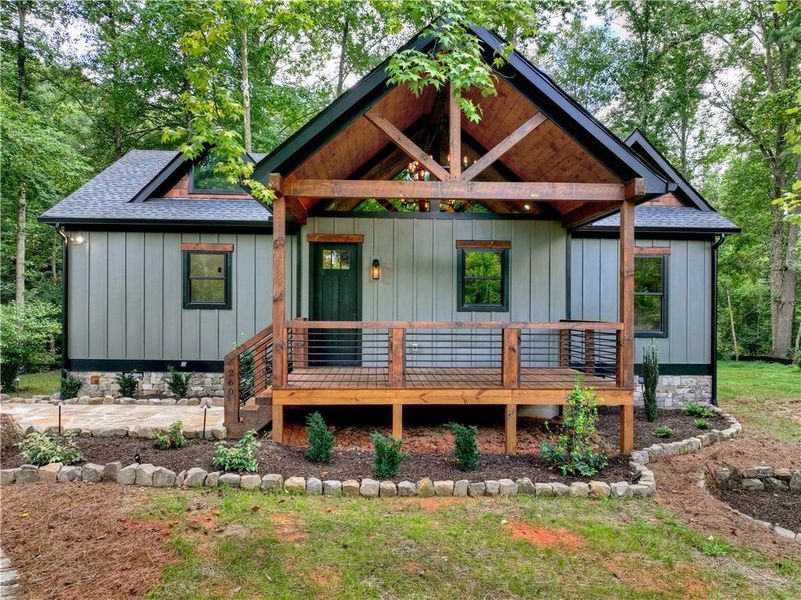 Exterior details and patio area of a home in , Ellijay (Image 28).