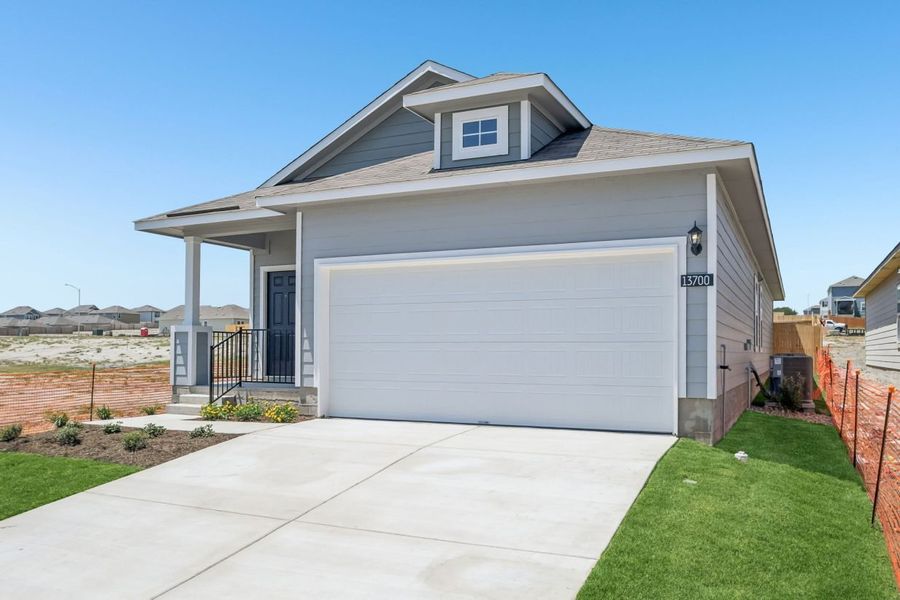 Front exterior of a new home in Edgebrooke, Pflugerville, TX, highlighting curb appeal (Image 17).
