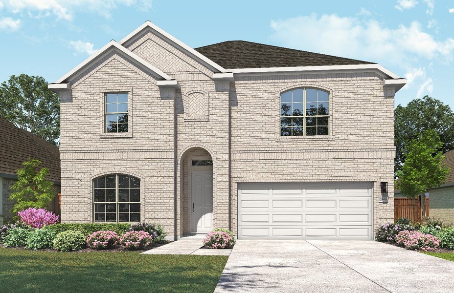 2D floor plan layout for the Magnolia by DRB Homes in Meyer Ranch – Premier, New Braunfels, TX (Image 5).