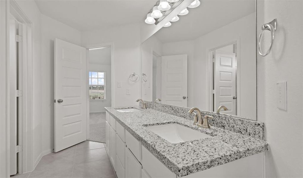 Double sinks in bedroom 2/3 bath (*Photo not of actual home and used for illustration purposes only.)