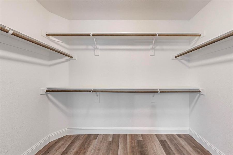 Spacious closet featuring hardwood / wood-style flooring