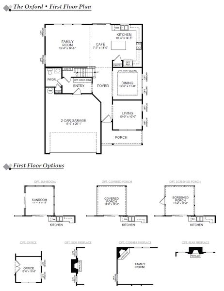2D floor plan layout for the Oxford by Eastwood Homes in Oakley Pointe, Moncks Corner, SC (Image 3).