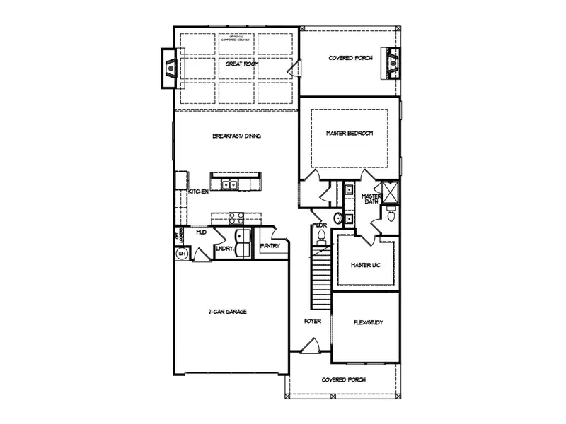 2D floor plan layout for the The Azalea by My Home Communities in Reserve at Jodeco, Stockbridge, GA (Image 3).