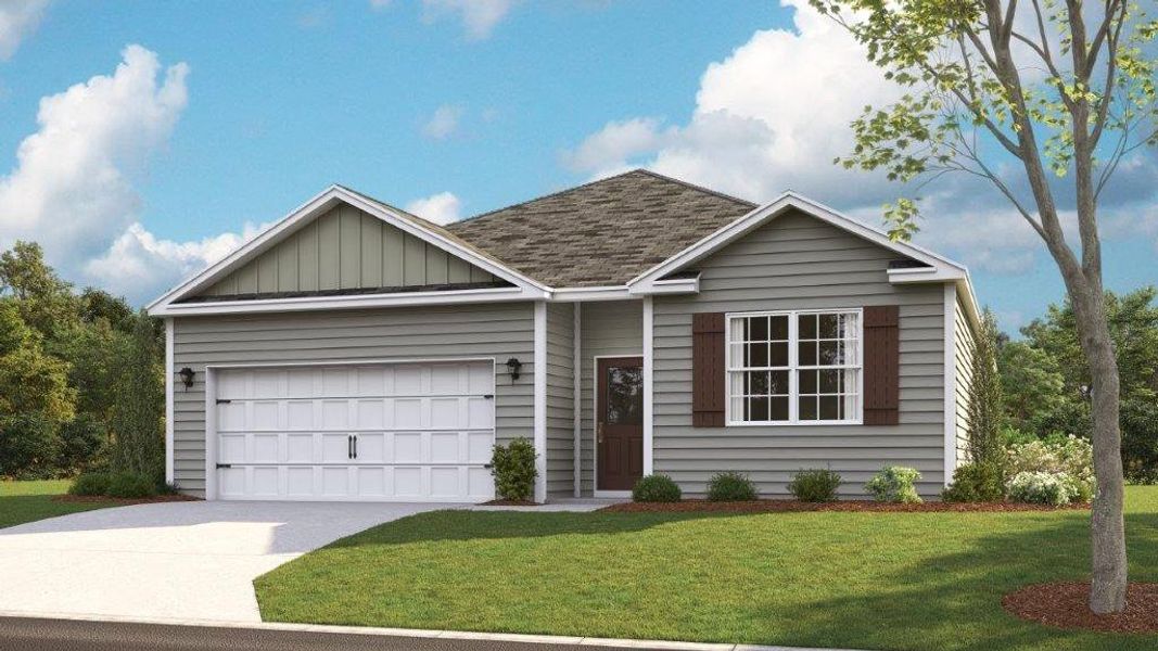 Representative exterior photo of a completed home built from the Cali by D.R. Horton in The Hideaway at Fox Meadows, Bluff City, TN (Image 2).