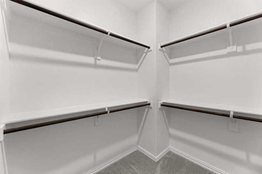 Brown Townhome Primary walk in closet by Ashton Woods