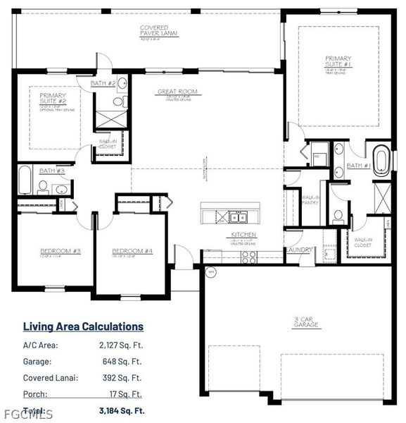 2D floor plan layout of this home in Cape Coral, Cape Coral, FL (Image 4).