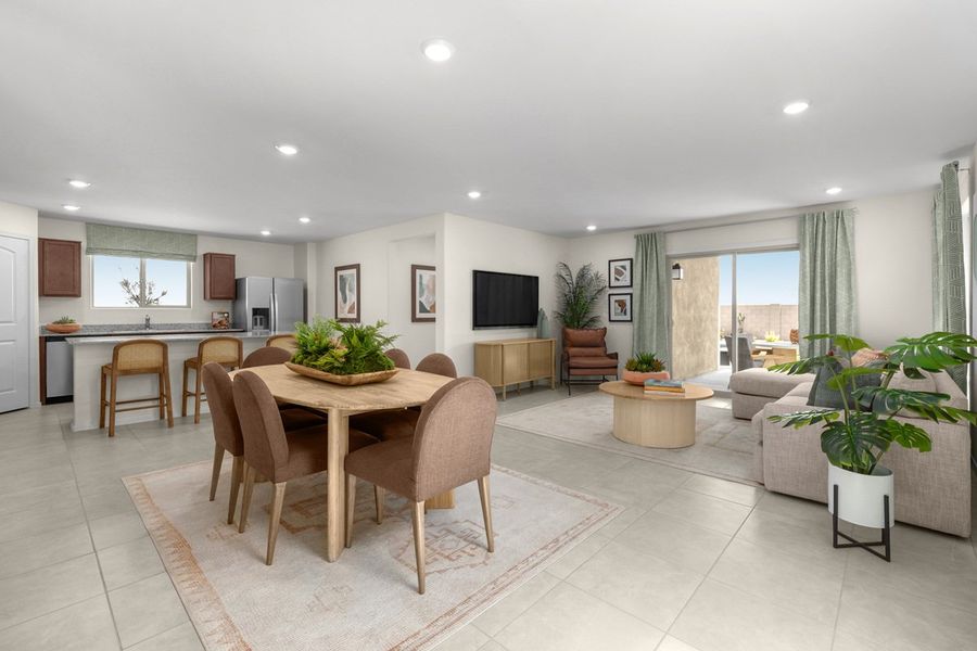 Representative furnished interior of a home built from the Plan 1465 Modeled by KB Home in Entrada Del Toro at Rancho Sahuarita, Sahuarita (Image 4). Representative furnished interior of a home built from the Plan 1465 Modeled by KB Home in Entrada Del Toro at Rancho Sahuarita, Sahuarita (Image 4).