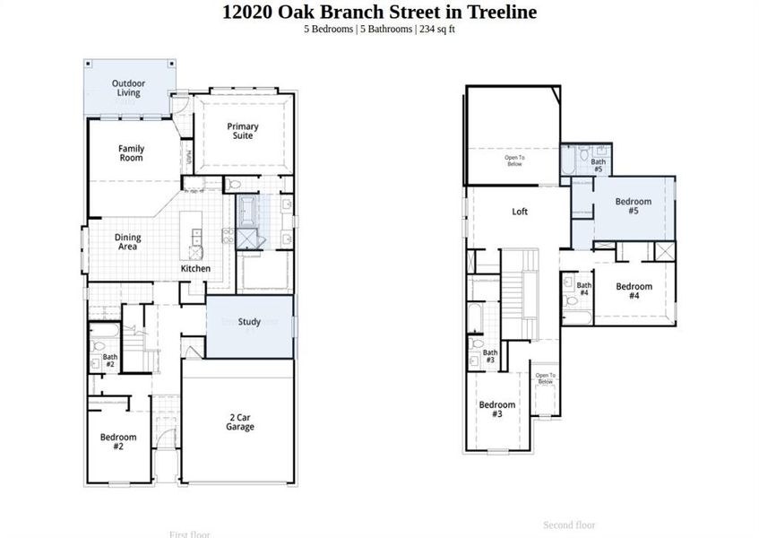 2D floor plan layout of this home in Treeline, Justin, TX (Image 2).