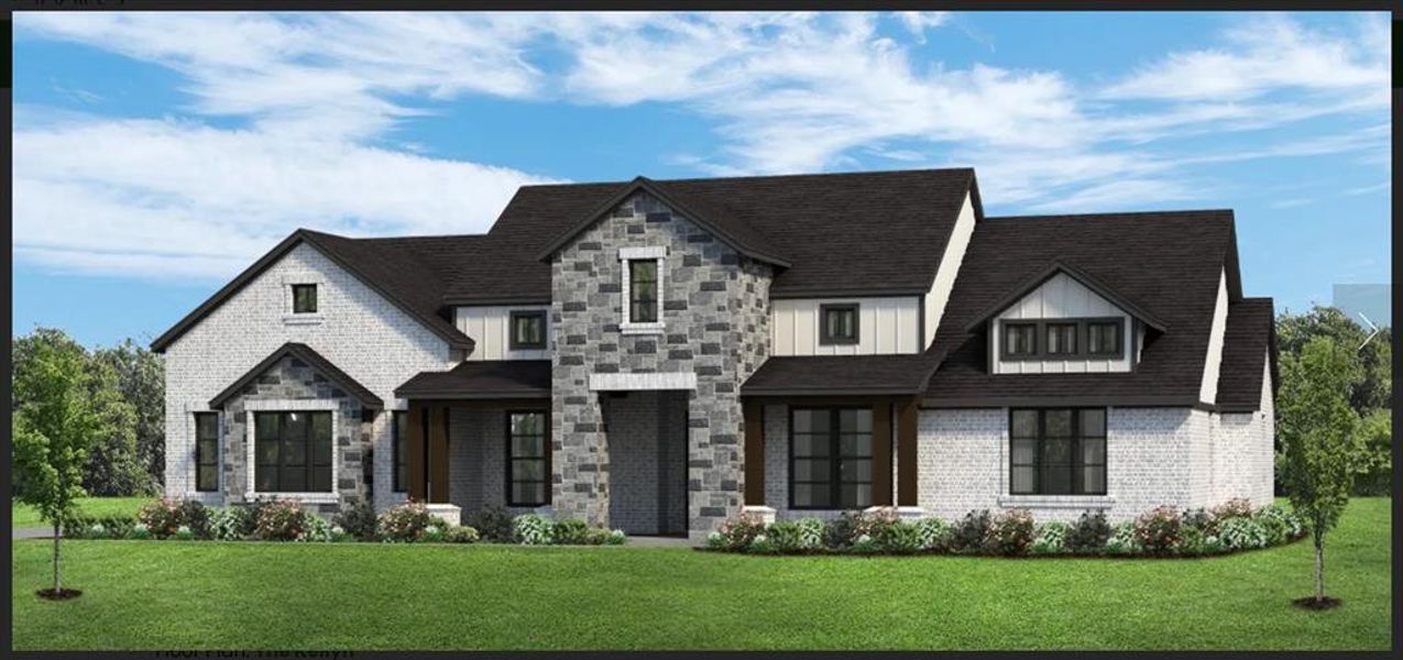 Front exterior of a new home in Aledo Heights, Aledo, TX, highlighting curb appeal (Image 1). Front exterior of a new home in Aledo Heights, Aledo, TX, highlighting curb appeal (Image 1).