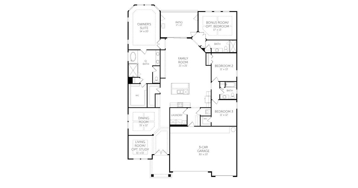 2D floor plan layout for the Boca - 60' Homesites by Dream Finders Homes in Seminole Trace - Single Family Homes, Palm Coast, FL (Image 3). 2D floor plan layout for the Boca - 60' Homesites by Dream Finders Homes in Seminole Trace - Single Family Homes, Palm Coast, FL (Image 3).