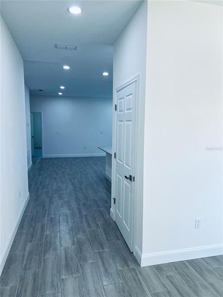 Hall way from the front door to the Kitchen and Family Room.