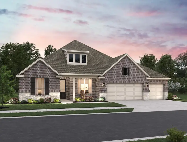 Front exterior of a new home in Megan's Landing, Castroville, TX, highlighting curb appeal (Image 1). Front exterior of a new home in Megan's Landing, Castroville, TX, highlighting curb appeal (Image 1).