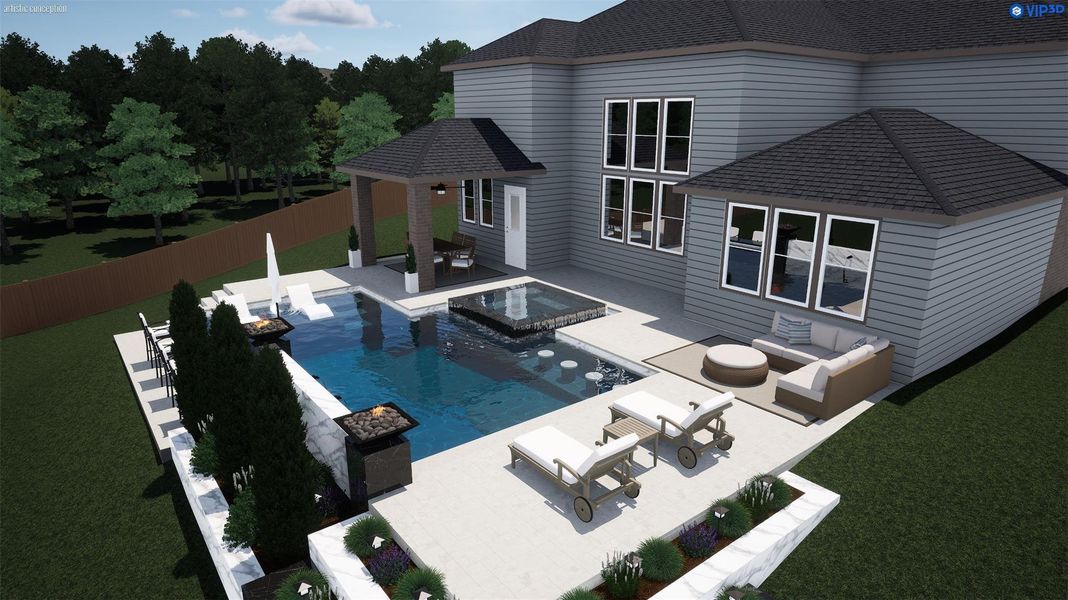 Buyer(s) to independently verify that the lot will fit the pool they would like to have. Picture is for illustration only and is a Pool Rendering.  There is No Pool in this backyard.