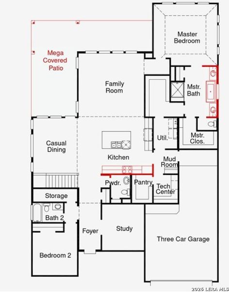 2D floor plan layout of this home in Homestead, Schertz, TX (Image 3).
