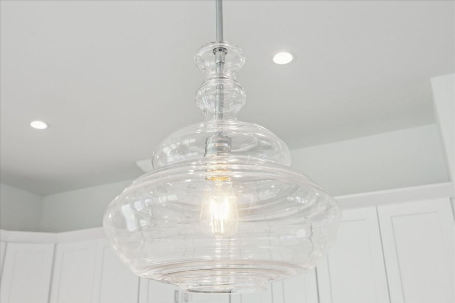 Pendant Lighting Above the Island.