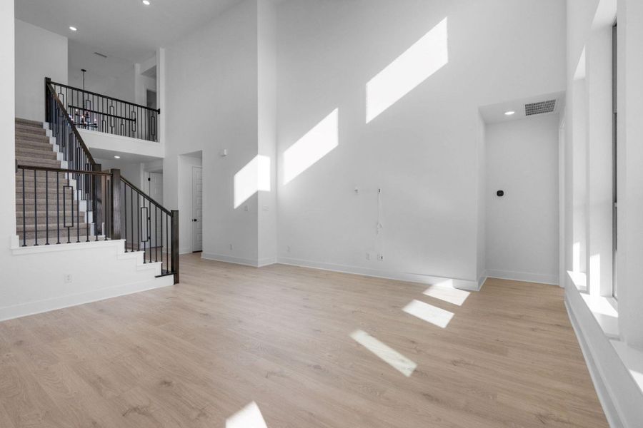 Family Room with soaring ceiling