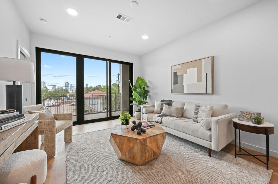 Furnished interior view inside a new home in One Oak, Austin (Image 17).
