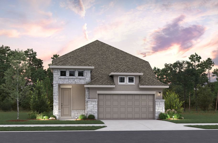 Representative exterior photo of a completed home built from the Somerset by Beazer Homes in Confluence, Marion, TX (Image 2). Representative exterior photo of a completed home built from the Somerset by Beazer Homes in Confluence, Marion, TX (Image 2).