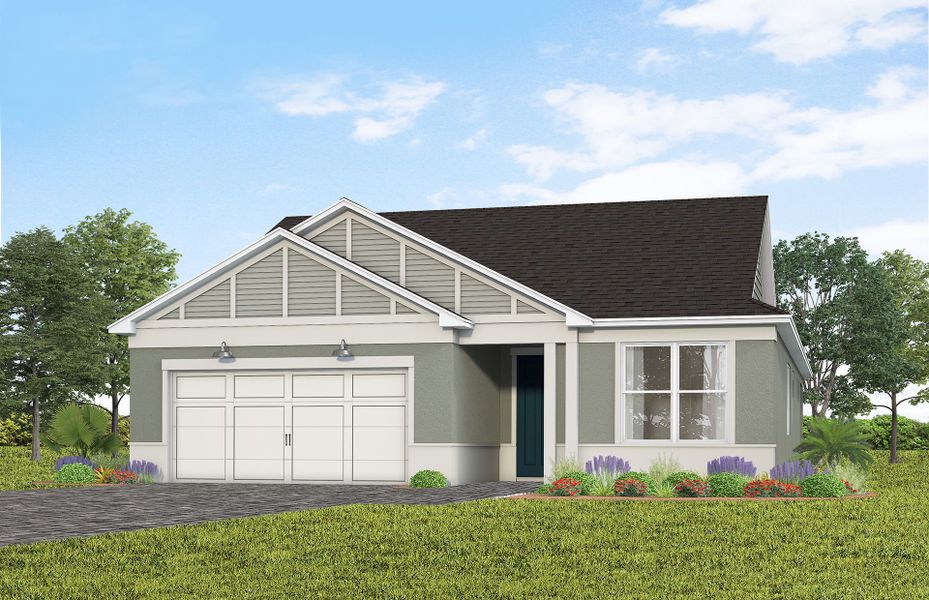 Representative exterior photo of a completed home built from the Prosperity by Del Webb in Del Webb Lakehaven, Clermont, FL (Image 14). Representative exterior photo of a completed home built from the Prosperity by Del Webb in Del Webb Lakehaven, Clermont, FL (Image 14).