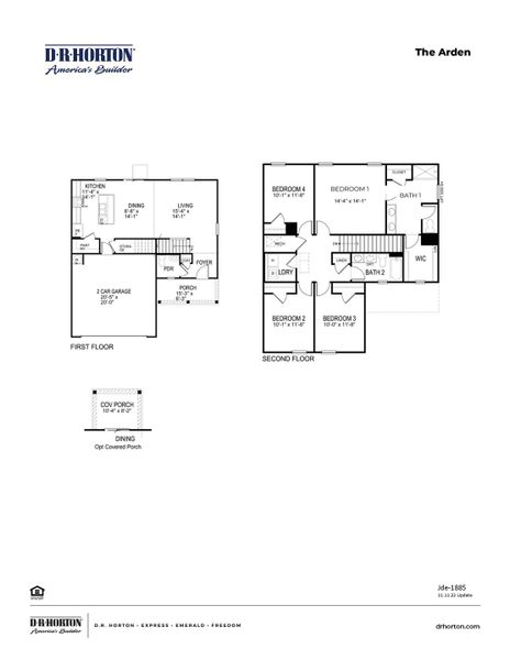 2D floor plan layout for the ARDEN by D.R. Horton in Island Green, Myrtle Beach, SC (Image 3).