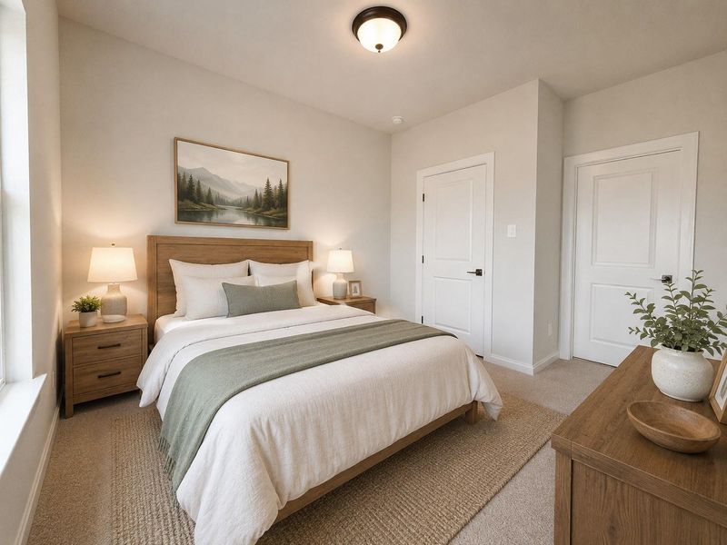 Bedroom #4 - Guest suite with private access to full-bath. Virtual staging for reference only to showcase the floor plan potential. Bedroom #4 - Guest suite with private access to full-bath. Virtual staging for reference only to showcase the floor plan potential.