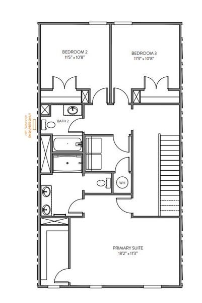 2D floor plan layout for the Alexandria TH by True Homes in Westbrook Falls Townhomes, Greensboro, NC (Image 4).