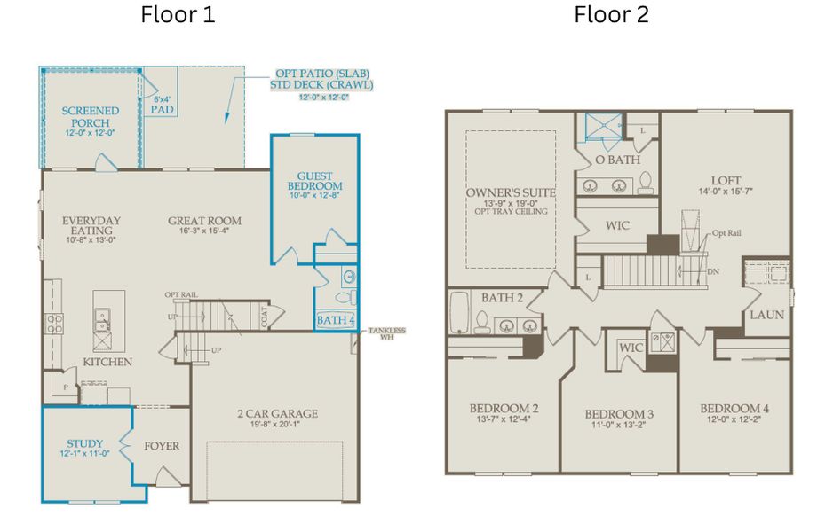 2D floor plan layout of this home in Providence Oaks, Fuquay Varina, NC (Image 3).