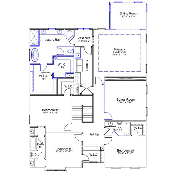 2D floor plan layout of this home in Gates at Windermere, Blythewood, SC (Image 4).