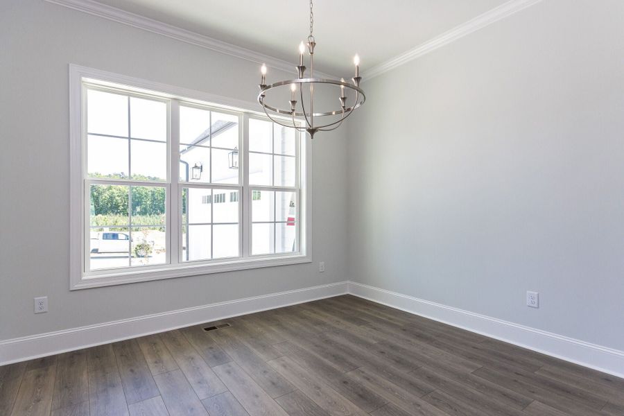 Representative unfurnished interior of a home built from the Ellerbee Cape Cod by Homes by Dickerson in The View, Durham (Image 8). Representative unfurnished interior of a home built from the Ellerbee Cape Cod by Homes by Dickerson in The View, Durham (Image 8).
