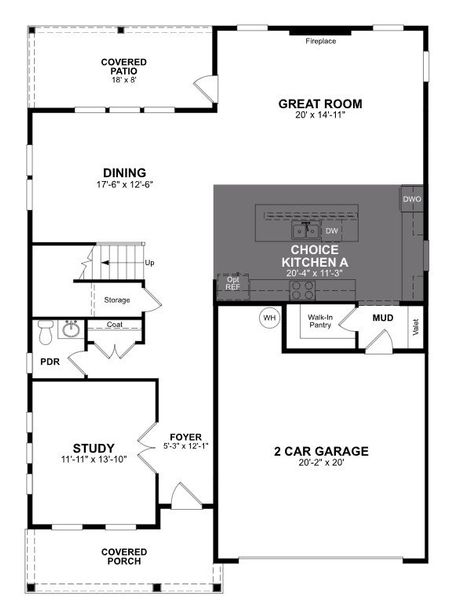 2D floor plan layout of this home in The Paddocks at Doc Hughes, Buford, GA (Image 3).