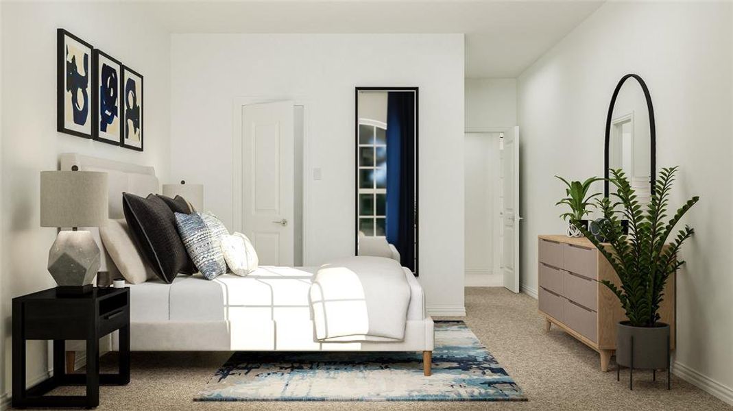 Bedroom with carpet and baseboards Bedroom with carpet and baseboards