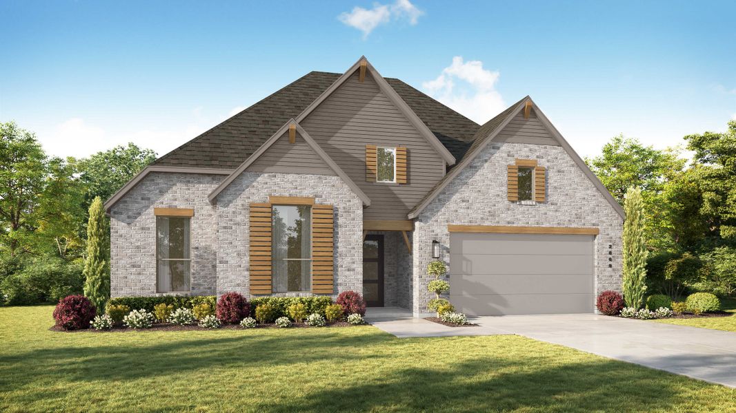 Representative exterior photo of a completed home built from the Chesterfield Plan by Highland Homes in Mont Blanc, Schertz, TX (Image 23). Representative exterior photo of a completed home built from the Chesterfield Plan by Highland Homes in Mont Blanc, Schertz, TX (Image 23).