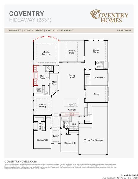 2D floor plan layout of this home in Homestead, Schertz, TX (Image 4).