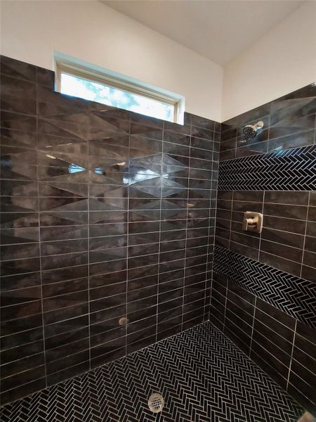Modern Zero Entry Shower in the Master Bath.