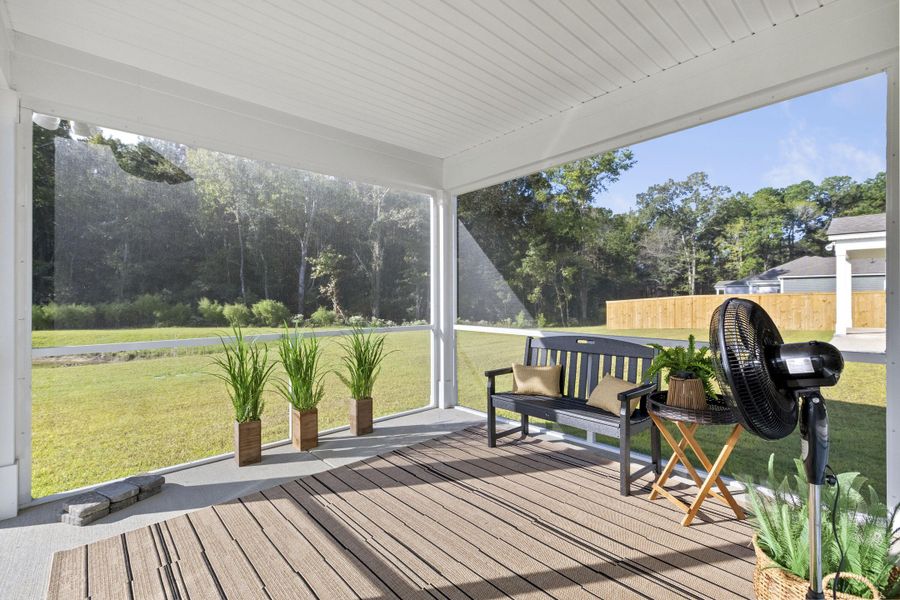 Exterior details and patio area of a home in Cedar Glen Preserve, Huger (Image 25).