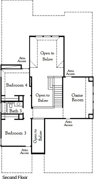 2D floor plan layout of this home in The Grove at Blackhawk, Pflugerville, TX (Image 3).