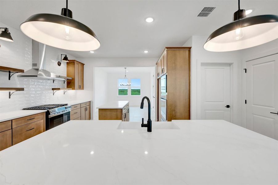 Stylish kitchen with huge  island