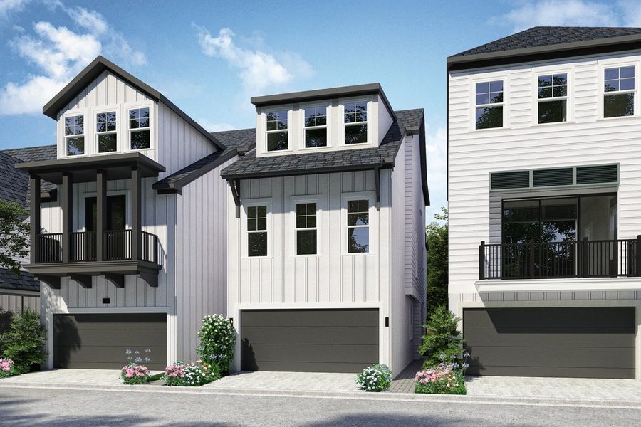 Front exterior of a new home in Timbergrove Green, Houston, TX, highlighting curb appeal (Image 1). Front exterior of a new home in Timbergrove Green, Houston, TX, highlighting curb appeal (Image 1).