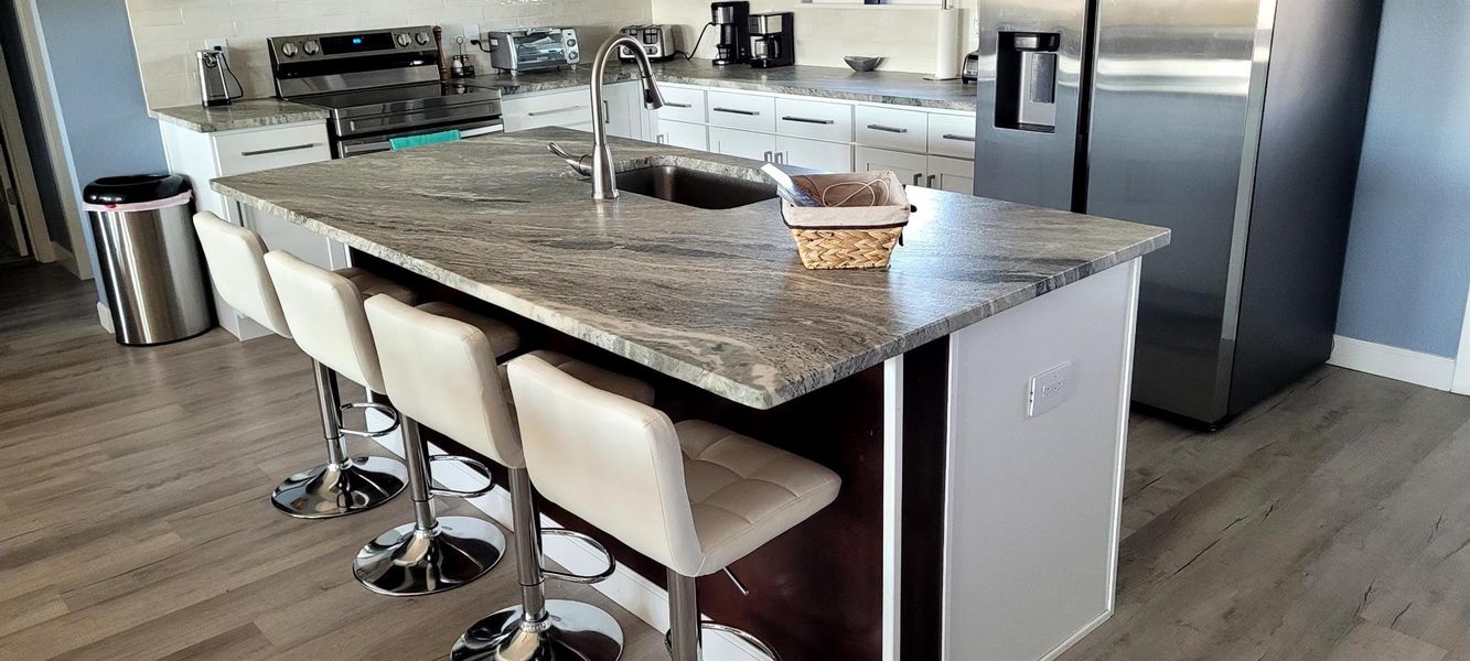 Enjoy time together at the large dolomite-covered island