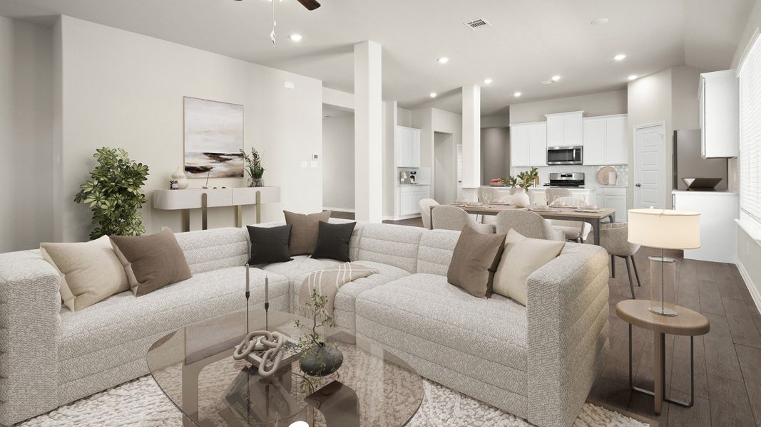 Representative furnished interior of a home built from the The Kirby by Legend Homes in Rocky Creek Crossing, Crowley (Image 3). Representative furnished interior of a home built from the The Kirby by Legend Homes in Rocky Creek Crossing, Crowley (Image 3).